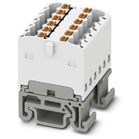 Bloque de distribución, internamente Jumpered, 12-Conn, 500V, 17.5A, serie de PTFIX