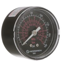 Galga de presión, 0-160 PSI, puerto de la parte posteriora del centro de 1/4 NPT, cara del dial de 2 negro "