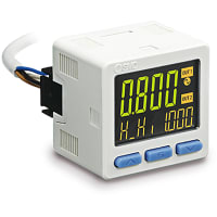 Interruptor de presión, aire, pantalla 3 del empuje desplazar, IP65, PNPx2+anal hacia fuera, 1/8NPT, los 2m, soporte