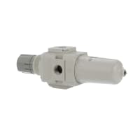 Filtro/regulador, aire, 1/4NPT, tazón de fuente del metal, 125PSI, blanco urbano