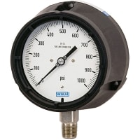 Galga de presión; 233.34 4.5 300PSI 1/2 L LUMIN; el 1/2 " NPT baja el montaje; caso plástico