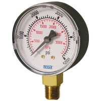 La galga de presión, análogo, 111.10.25, 15PSI, 2.5", 1/"4 NPT, baja el montaje