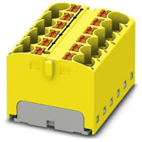 Bloque de distribución; Dirija el montaje; 12-positions; 32A; 600V; 10-24 AWG; Amarillo