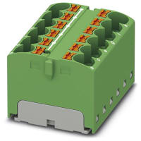 Bloque de distribución; Dirija el montaje; 12-positions; 32A; 600V; 10-24 AWG; Verde