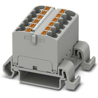 Bloque de distribución; Carril del estruendo; 12-positions; Empuje hacia adentro, resorte; 32A; 600V; 10-24 AWG; Gra