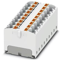 Bloque de distribución; Dirija el montaje; 18-positions; 32A; 600V; 10-24 AWG; Blanco