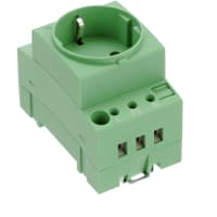 Enchufe de energía, zócalo, CF, verde, conec del tornillo, carril del estruendo, 250 VAC, 16A, VDE 0620-1