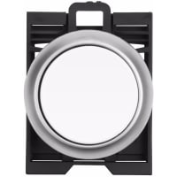 Actuador del botón, 22m m, blanco, botón momentáneo, rasante, bisel de plata