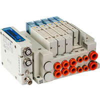 Base mul'tiple, 8 estaciones, 5 válvula de solenoide portuaria, montaje directo, serie SS5Y5