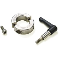 SHAFT COLLAR WITH LEVER 2-PIECE el 12MM BORE 316 STAINLESS COLLAR STEEL LEVER BLACK