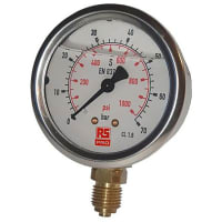 G 1/4 Bottom Entry Bourdon Tube Pressure Gauge 0-400bar 63m m OD SS Caso