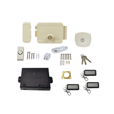 Kit Cerradura Eléctrica 321DC Izquierda y Hub para Apertura a través de Smartphone, Compatible con YALE CONNECT
