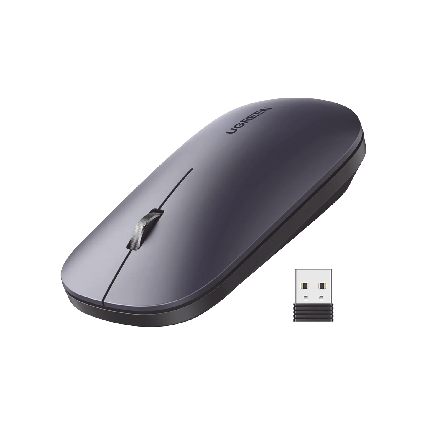 Mouse inalámbrico 2.4 GHz | Ultra Delgado y Silencioso | DPI 1000/1600/2000/4000 (Ajustable) | Alcance 10m | Scroll de Aluminio | Adaptable a diferentes superficies | Diseño suave al tacto | Contiene Receptor USB | Color Negro.
