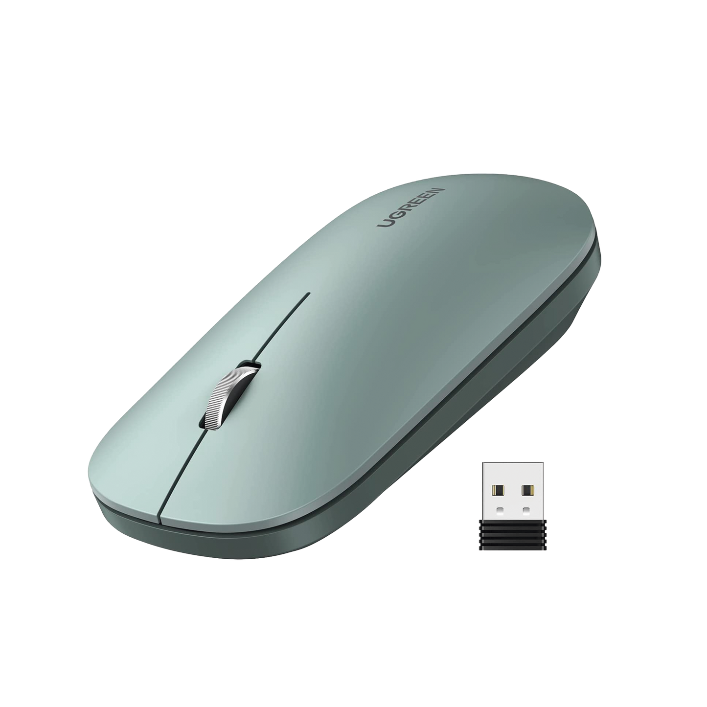 Mouse inalámbrico 2.4 GHz | Ultra Delgado y Silencioso | DPI 1000/1600/2000/4000 (Ajustable) | Alcance 10m | Scroll de Aluminio | Adaptable a diferentes superficies | Diseño suave al tacto | Contiene Receptor USB | Color Verde
