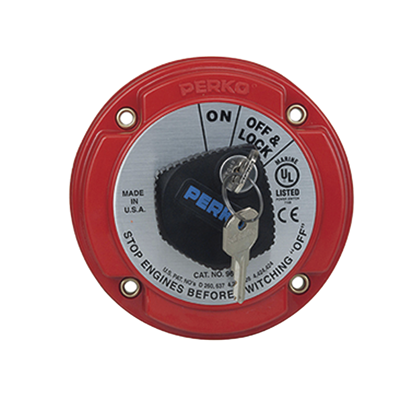 Switch Selector de BaterÃa On / Off de Servicio Mediano, con Bloqueo por Llave para Sistemas Eléctricos Marinos