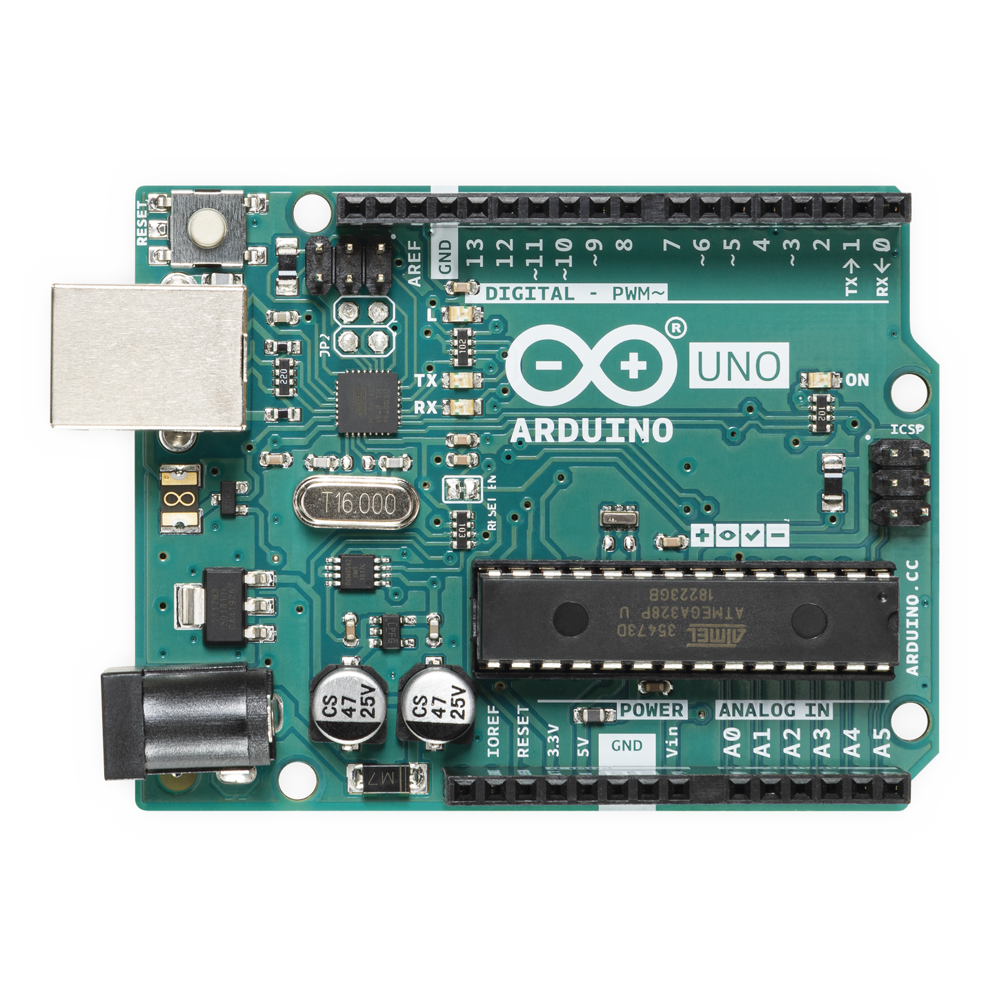 Arduino UNO REV3 / Una gran herramienta para iniciar en el mundo de la electrónica y la programación, Chip reemplazable, Adaptador para baterÃa 9v