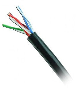 Cable UTP CAT5e para exterior sin GEL, 4 pares, 24 AWG, bobina de 305 mts, 100% cobre, color negro