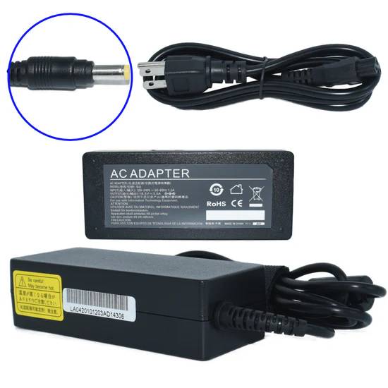 Cargador de Laptop GENERICO 65W AC-HP Punta Amarilla, 65W, 18.5V, 3.5A, HP, Negro