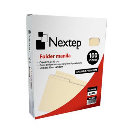 Folder Manila Nextep NE-010 Económico con 100 piezas tamaño carta medidas 29.5cm por 23 cm