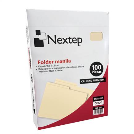 Folder Manila Nextep NE-011 Económico con 100 piezas tamaño Oficio medidas 34cm por 23 cm