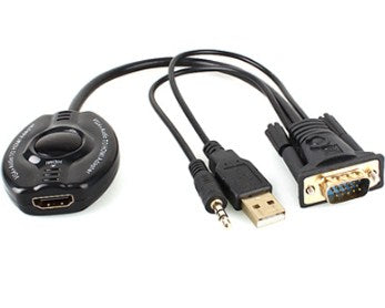 Convertidor VGA a HDMI, VGA a HDMI+ Audio 3.5mm, Negro, BROBROTIX, 150620