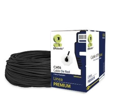 Bobina UTP, Exterior, Doble Forro BROBOTIX 176122, 100 m, Negro, Exterior, Cat6, CCA