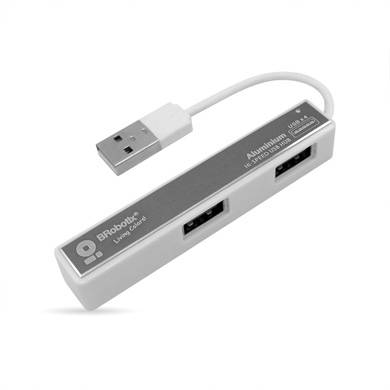 Hub USB V2.0, SMALL, Compacto, 4 Puertos, Plata, BROBOTIX 180727-5