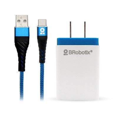 CARGADOR BROBOTIX USB C/CABLE TIPO C CARGA RÁPIDA 963332, Blanco - Azul, Pared, 5 V, 1 Puerto USB V3.0