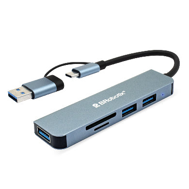 Docking Station Conector DUAL Tipo USB A&C, V3.0 , 5 en 1, /3 USB/SD/microSD/ BROBOTIX 6005453