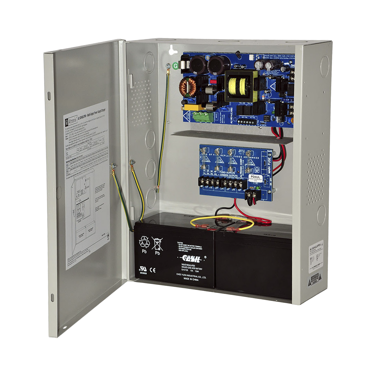 Fuente de alimentación de 24 Vcd@ 10 A / Con capacidad de baterÃas de respaldo / 1 salida / Requieren baterÃas / Voltaje de entrada de : 115 Vca.