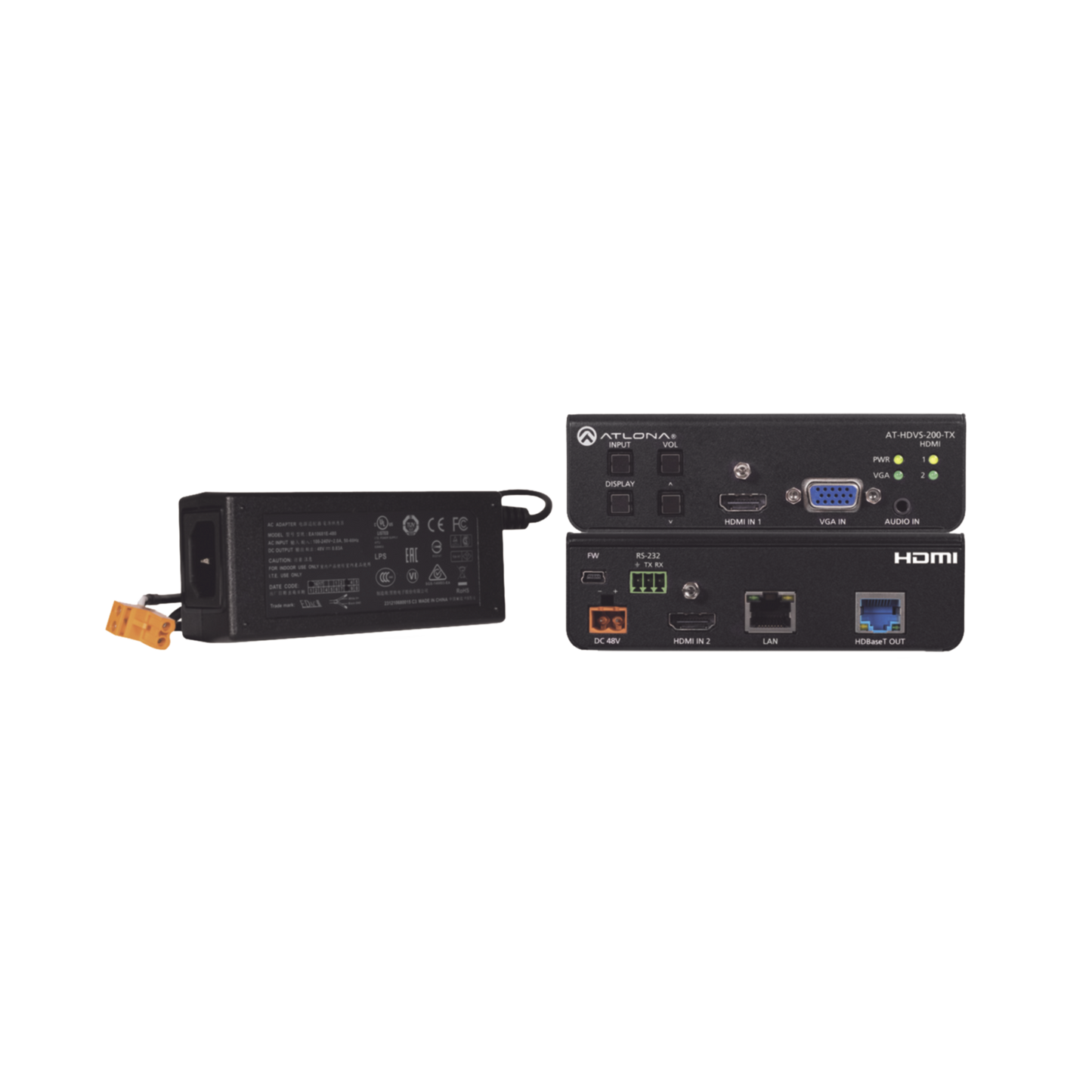 HDMI (2 INPUT) PLUS VGA SWITCHER ; CONTROL ; AND HDBASET OUTPUT (100 M) W/POWER SU
