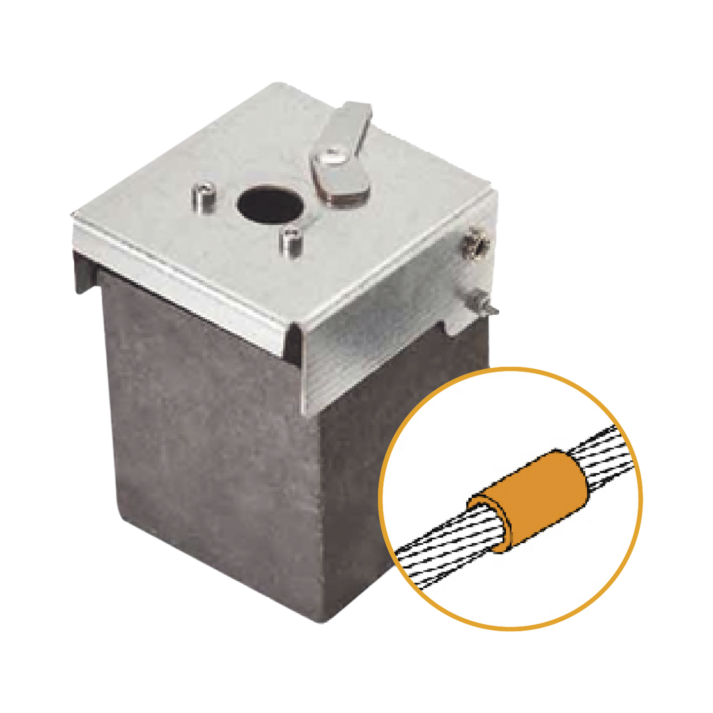 Molde de grafito vertical unión lineal de cable 2/0 AWG (pasante) con cable 2/0 AWG (terminal).
