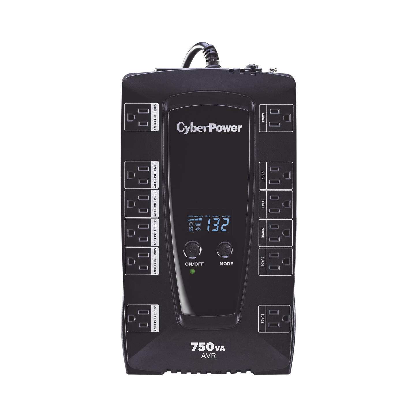 UPS de 750 VA/450 W, TopologÃa LÃnea Interactiva, Entrada 120 Vca NEMA 5-15P, Tipo Gabinete Compacto, Con 12 Tomas NEMA 5-15R