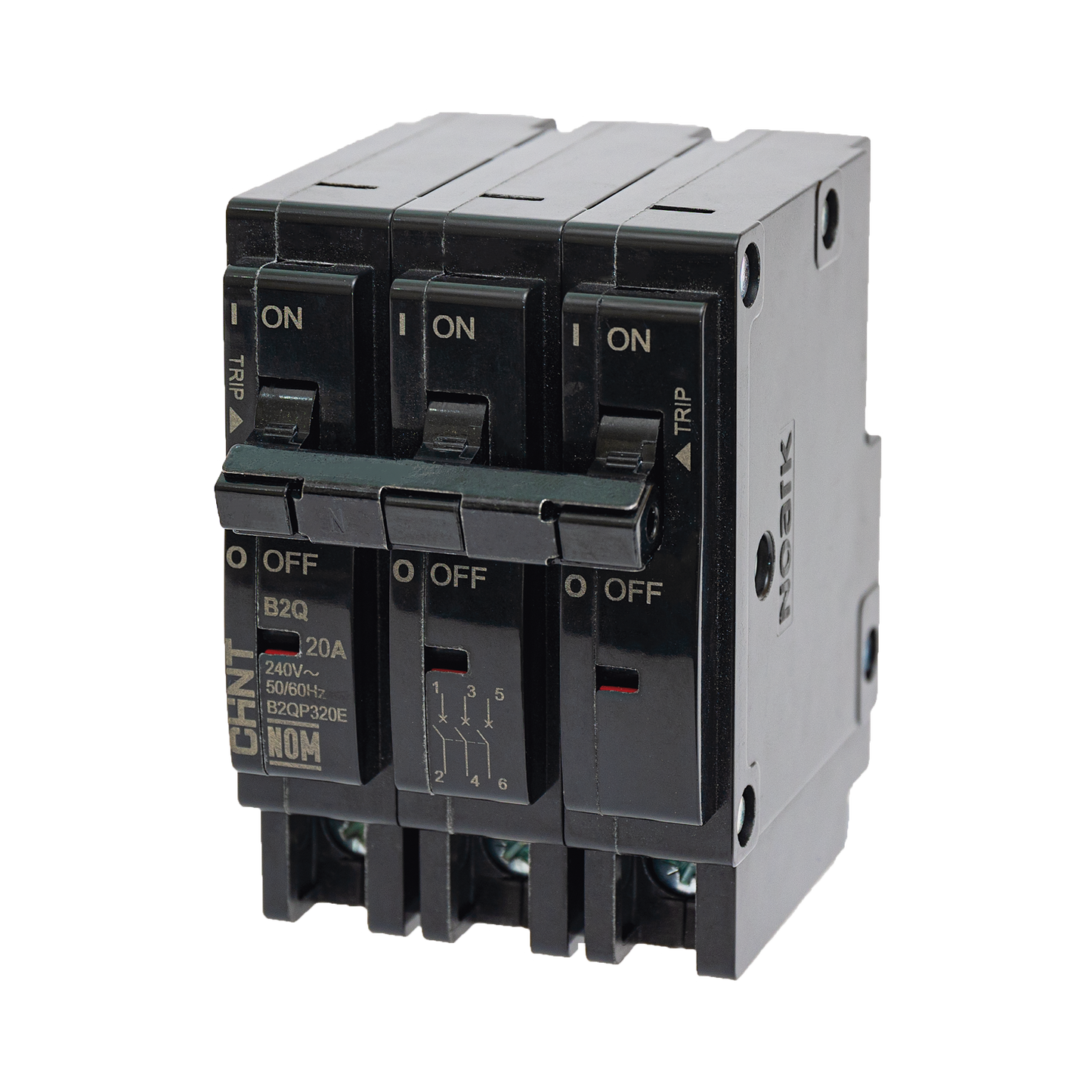 Interruptor Termomagnético Enchufable, Serie: B2Q, 3P, 20A, 240V (SKU:1002295)