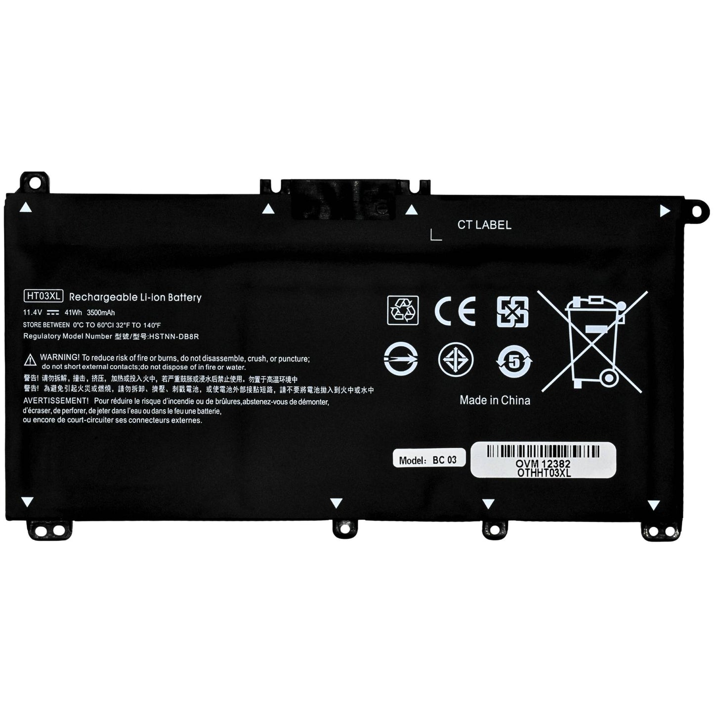 Bateria para Laptop OTHHT03XL OVALTECH Polimero 11.55V 41.9Wh/3630mAh para HP 14-CE 14-CF 14-cm 14-CK 14-DF 14-MA 15-DA 15-CS 15-DB HP 240 245 250