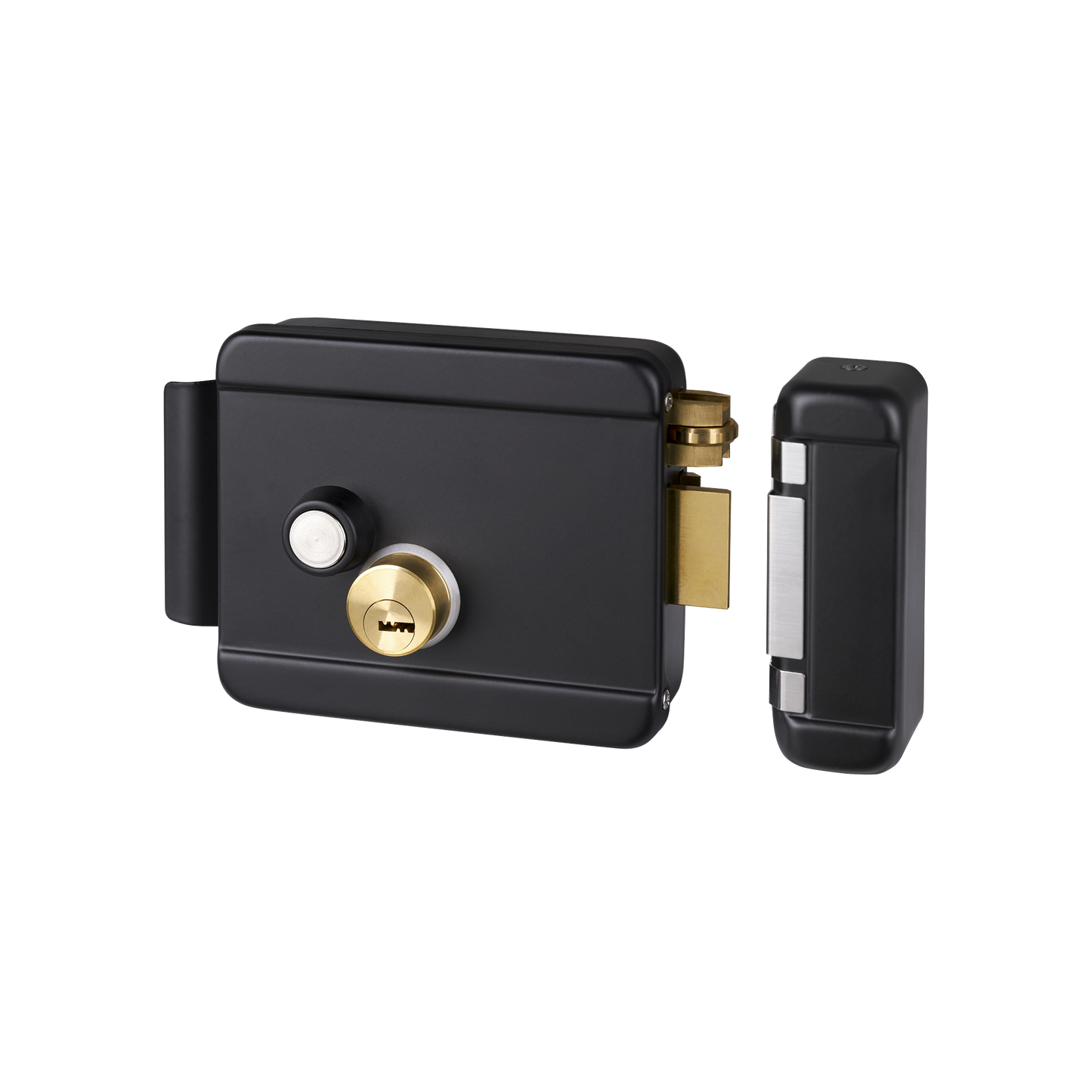 Cerradura Eléctrica con Botón de Salida / Incluye Llave / Exterior / Derecha / Color Negro