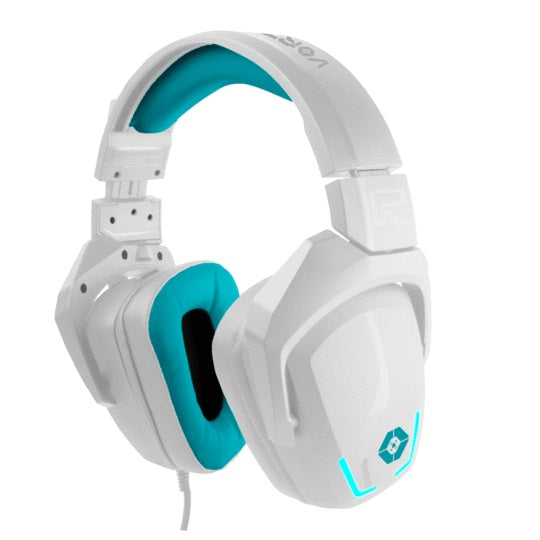 Diadema Gamer VORTRED V-930433, Blanco/Cian, USB