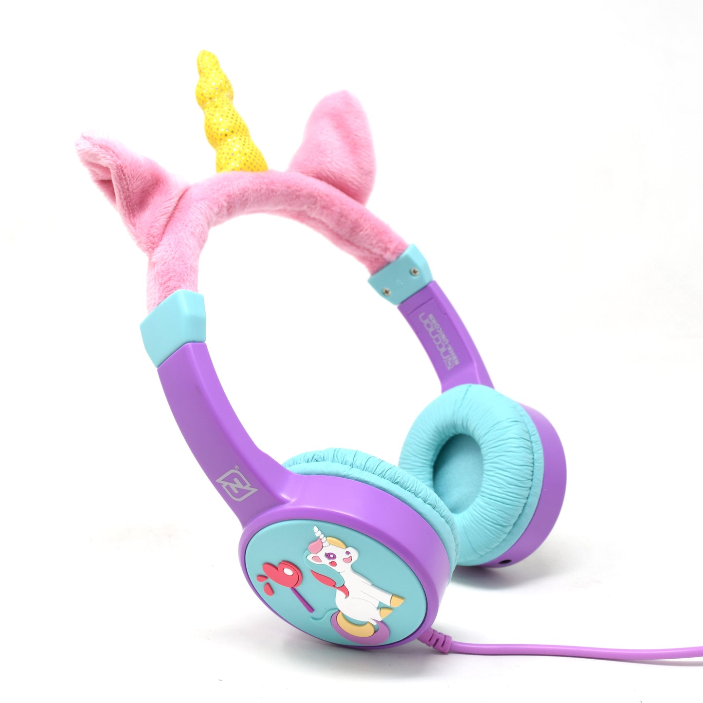 AUDIFONOS ON-EAR ALAMBRICOS KIDS VOLUMEN SEGURO A 95DB 3.5 MML SALIDA AUDIO 3.5MML HIPOALARGENICO NO TOXICO UNICORN LILA