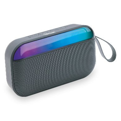BOCINA BLUETOOTH, INALAMBRICA, RGB, C/SUBWOOFER, RECARGABLE, STEREO C/RADIO FM, LECTOR USB, MICRO USB, PORTATIL, ANTIDESLIZANTE, C/CORREA, GRIS, BROBOTIX