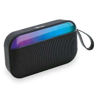 BOCINA BLUETOOTH, INALAMBRICA, RGB, C/SUBWOOFER, RECARGABLE, STEREO C/RADIO FM, LECTOR USB, MICRO USB, PORTATIL, ANTIDESLIZANTE, C/CORREA, NEGRO, BROBOTIX