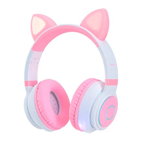 Diadema Vorago Hpb-300K Bluetooth/3.5Mm Rosa/Blanco Kitten Rgb 6Hrs