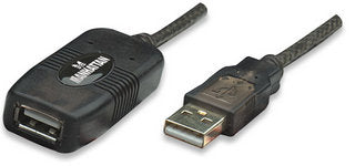 150958 Cable de Extensión Activa USB de Alta Velocidad USBA Macho/ A Hembra, 20m, con repetidor incluido.