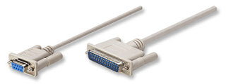 314770 Cable Null Modem para Impresora con conector DB9 hembra a DB25 macho, 1.8m. Blindado y sellado