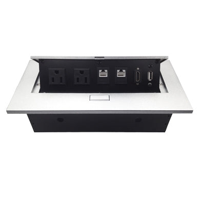 Caja de Mesa, RJ45 Cat 6, HDMI, USB V2.0, Nema 5-15R, Plata, BROBOTIX 171224