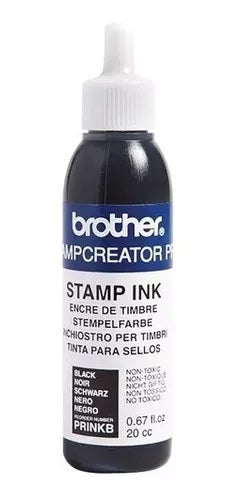 Botella de tinta para sellos Brother PRINKB. Color: Negro. Rendimiento aproximado 2,000 impresiones. Para creadores de sellos SC2000USB.