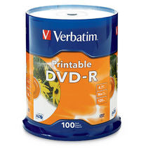 Disco DVD-R Imprimible con inyección de tinta 95153 VERBATIM torre 100 piezas, 4.7GB/ 16X
