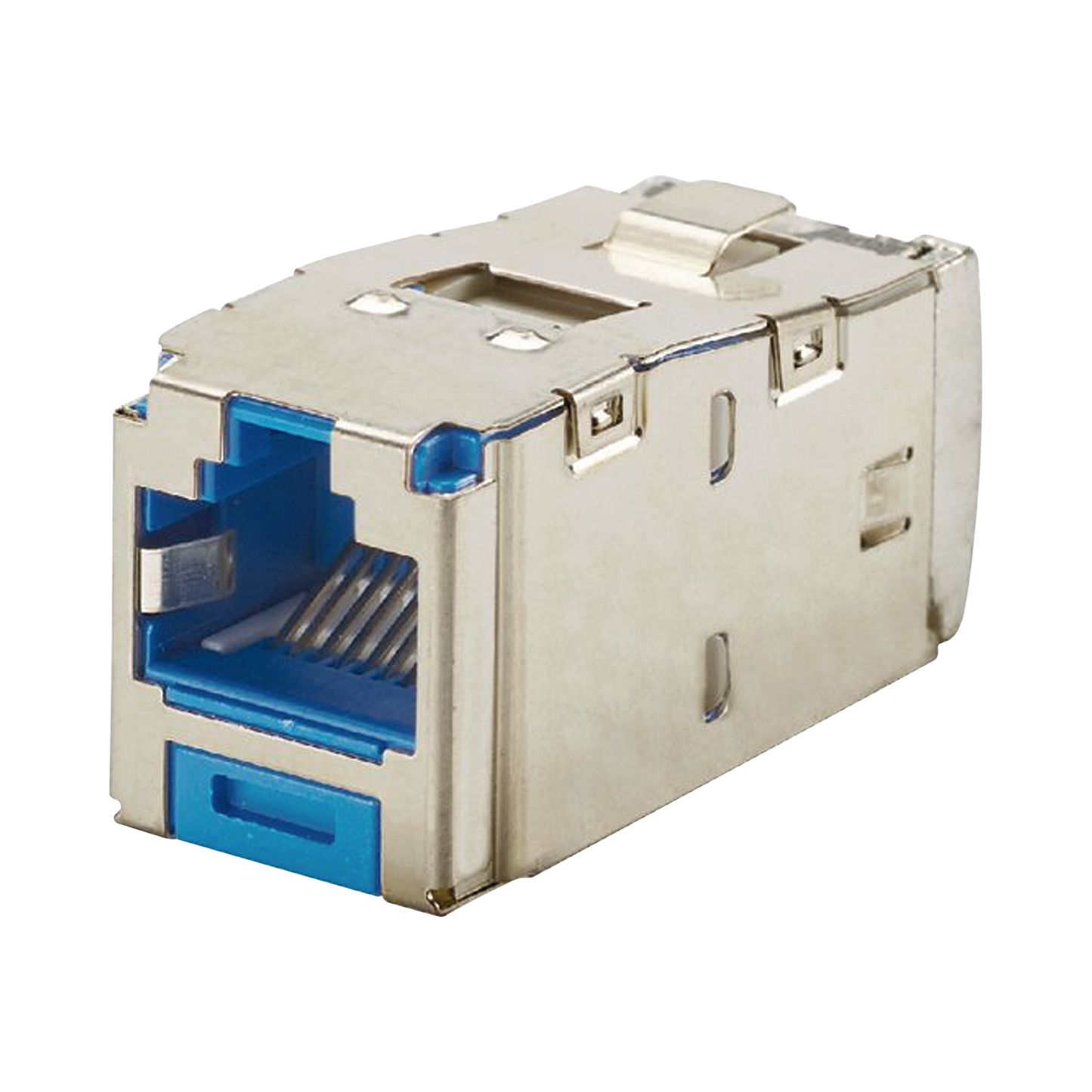 Conector Jack RJ45 Blindado, Estilo TG, Mini-Com, CategorÃa 6A, de 8 posiciones y 8 cables, Color Azul