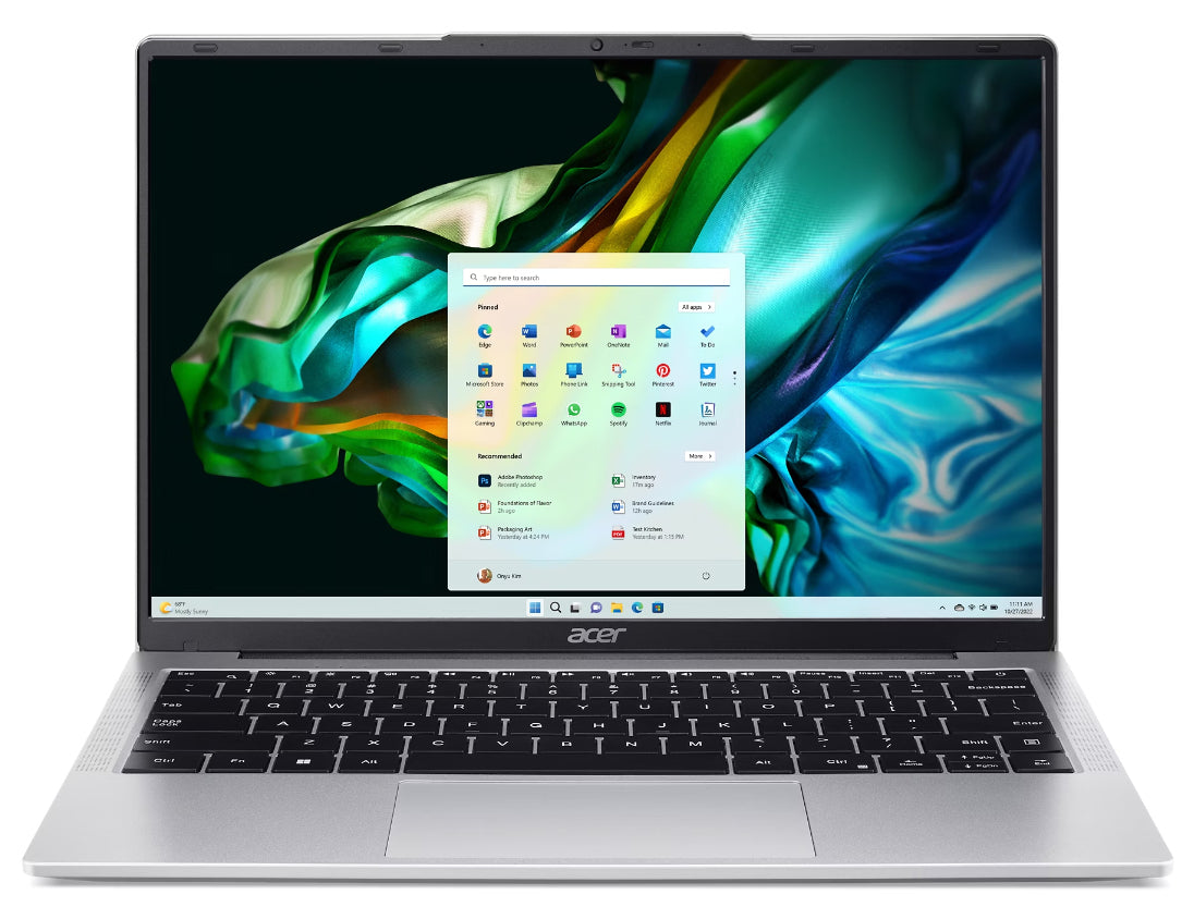 LAPTOP ACER ASPIRE LITE CORE I3-N300; PANTALLA 14 WUXGA IPS; 8 GB RAM; 512 GB SSD; WINDOWS 11 HOME; 1 año de garantía + 1 año contra Robo; PLATA