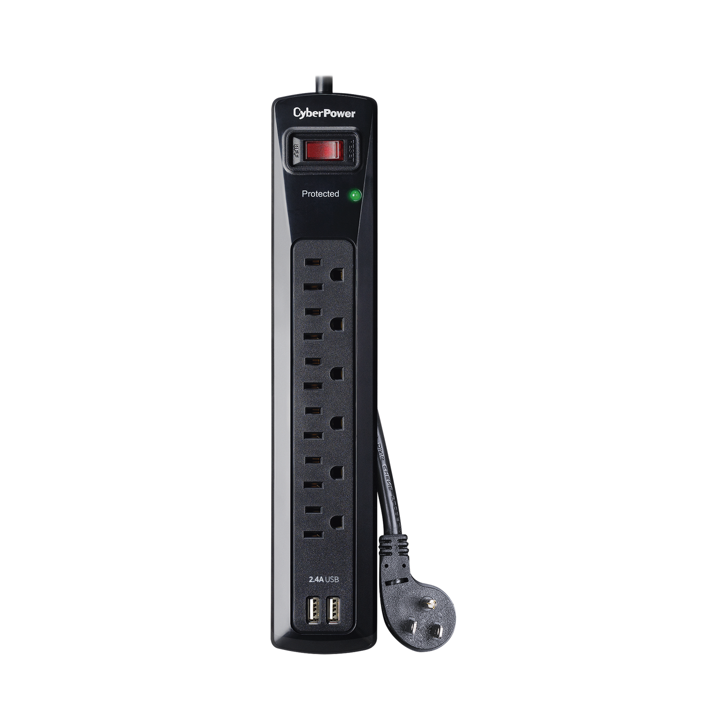 Multicontacto Con Supresor de Picos, Voltaje de Entrada 125 Vca NEMA 5-15P, Con 6 Salidas NEMA 5-15R, 2 Puertos de Carga USB, 1200 Joules