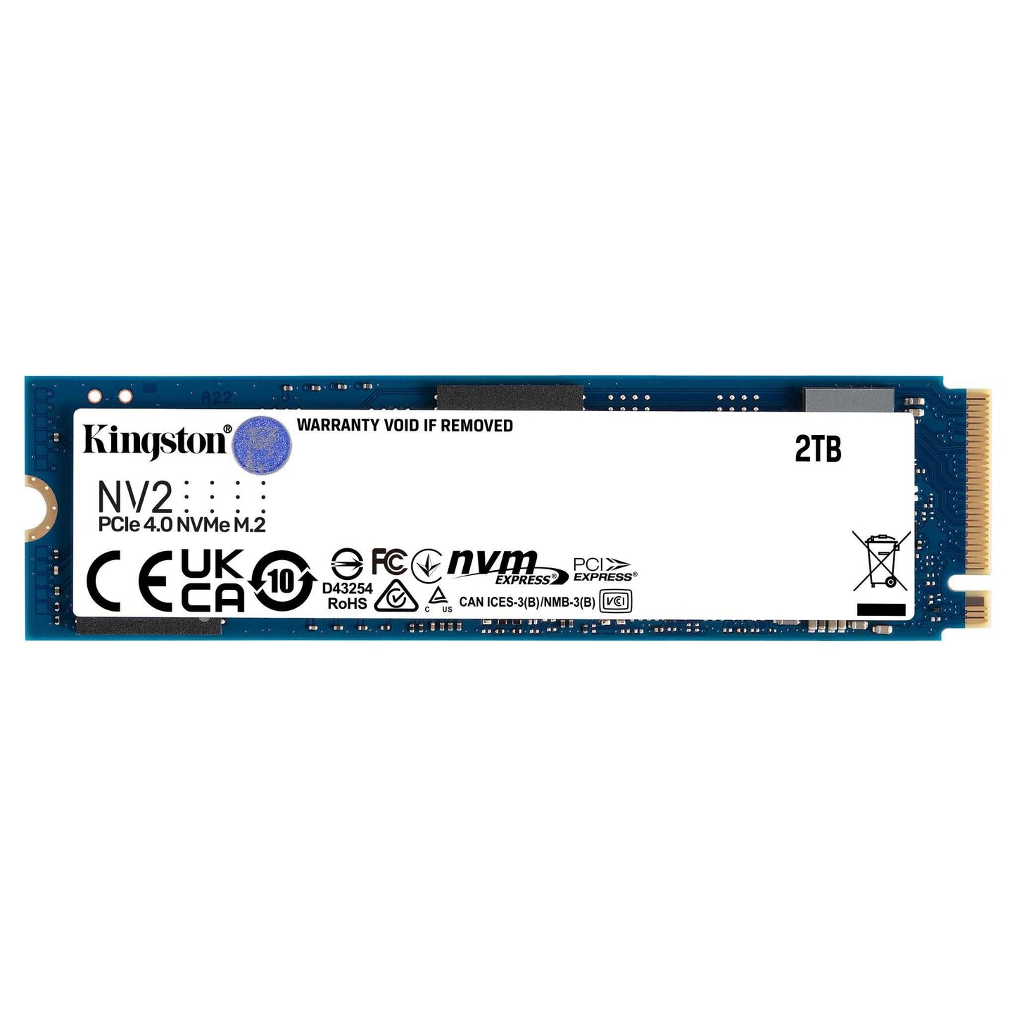 UNIDAD DE ESTADO SOLIDO KINGSTON NV2 2TB M.2 2280 NVME PCIE GEN 4X4 R.3500MB/S W.2800MB/S